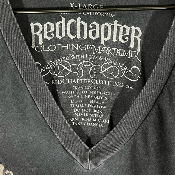 Womens Red chapter By Mark Palmer Shirt size XL Black Y2K Grunge - Picture 4 of 7